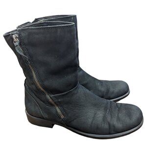 ecco Rubber soles zip up black leather boots - size 39